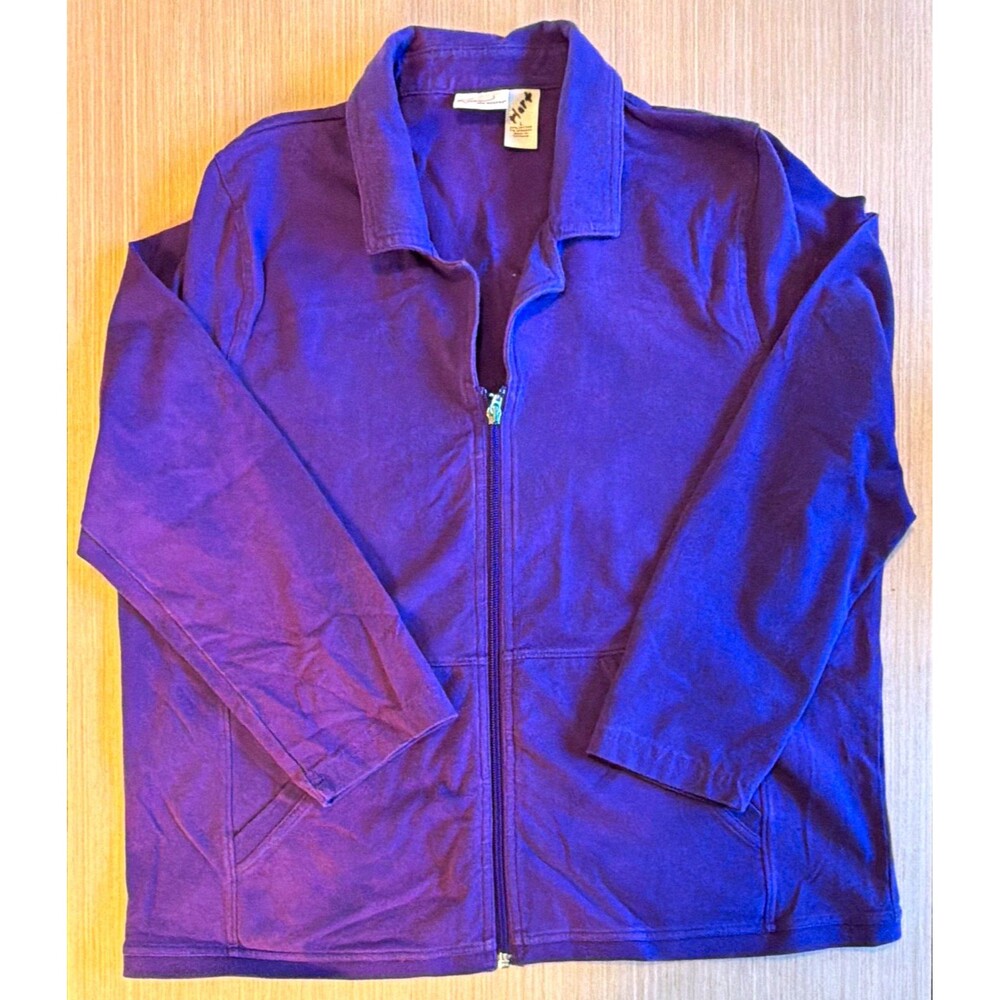 Kim Rogers Women’s Purple Track Jacket Full Zip Pockets Stretch Active Size L